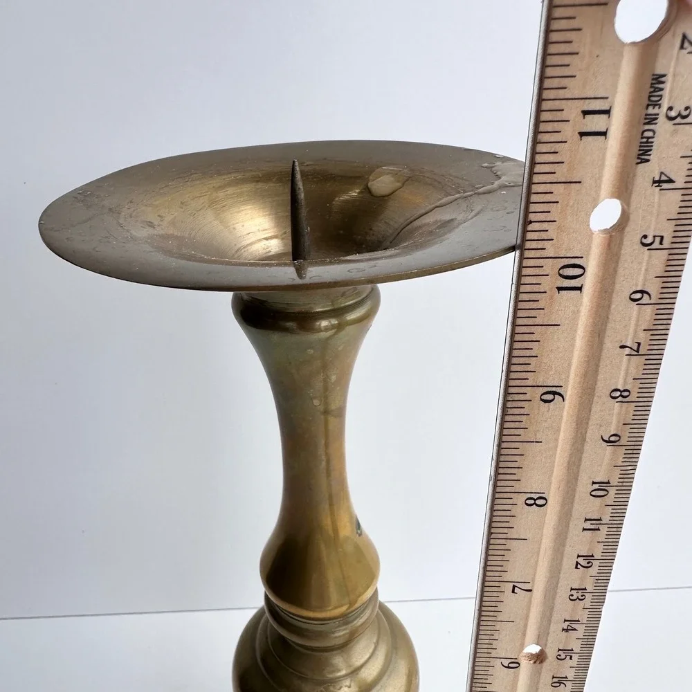Vintage Brass Candle Stick Large Gold‎ French Old World Cottagecore Art Decor